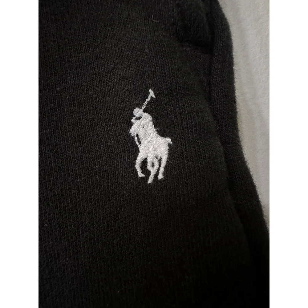 Polo Ralph Lauren Boys Fleece Cargo Joggers Black Pant Youth Size L White Pony